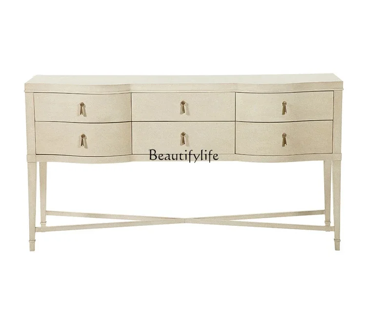 

X4 White solid wood dining side cabinet European highend entrance sixdrawer cabinet