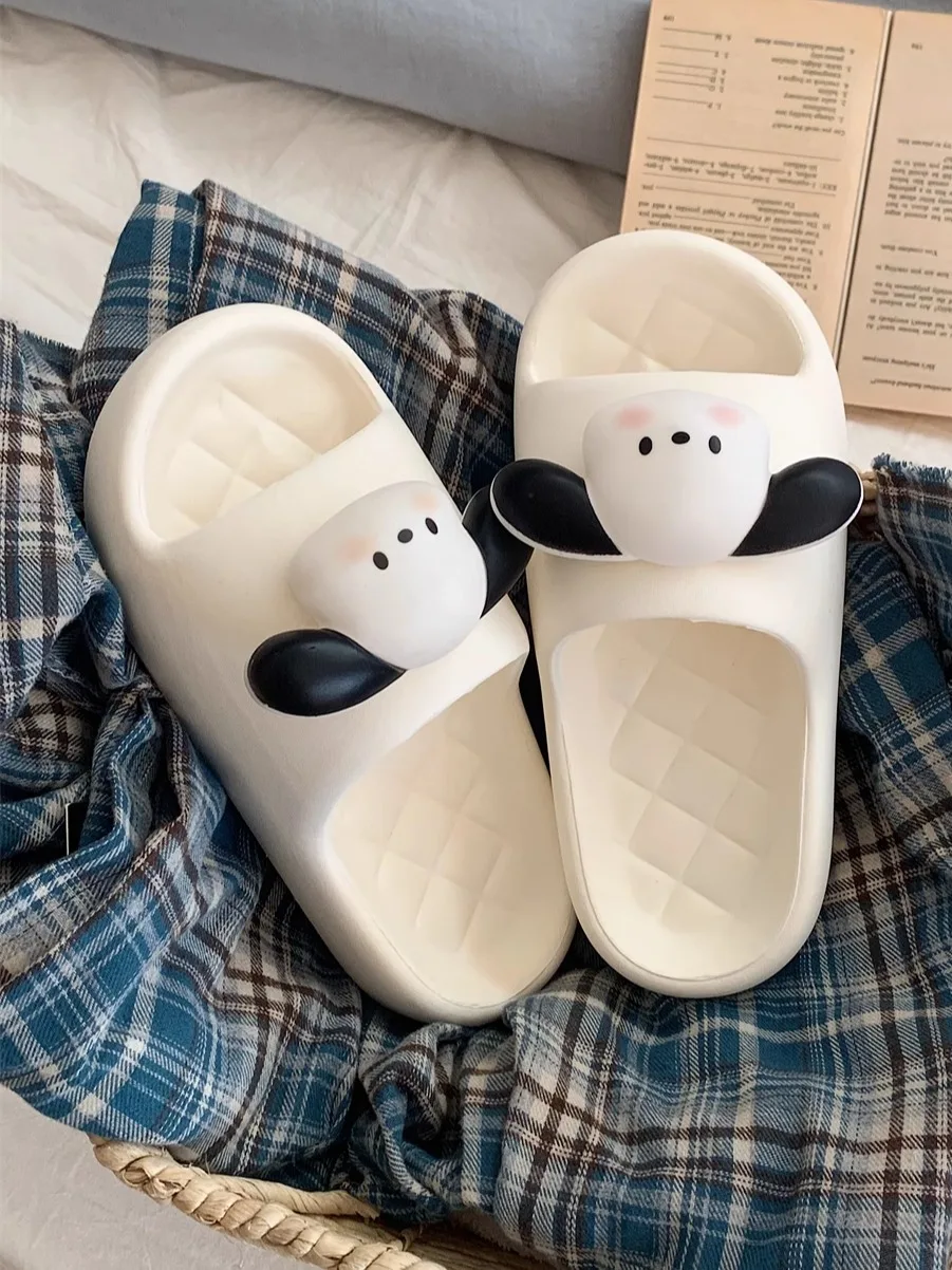 

Thin, soft and cute three-dimensional long ear dog couple slippers EVA anti odor home bathroom shower men and women cool mop