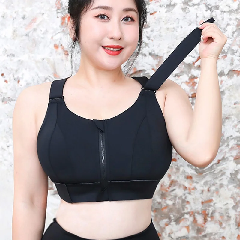 Dámské sportovní podprsenky s dlouhým rukávem, velikost S-5XL, sportovní podprsenka s push-up zipem, velikost pro velké dámy, velikost S - náhled 3