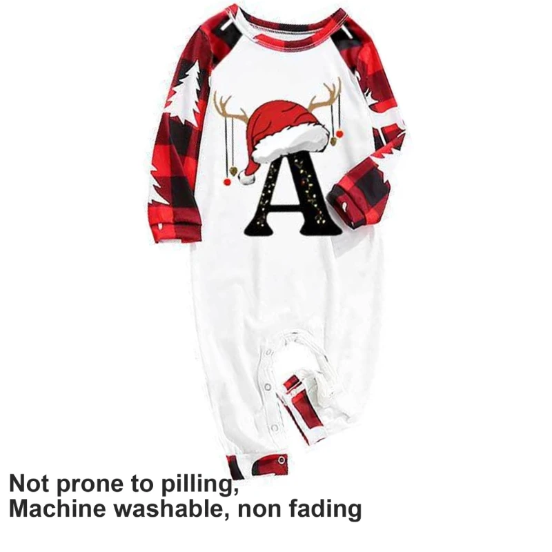 77HD Letter Printed Long Sleeve Family Matching Pajamas Sets Christmas Sleepwear Jammies Festival Sleepwear Jammies