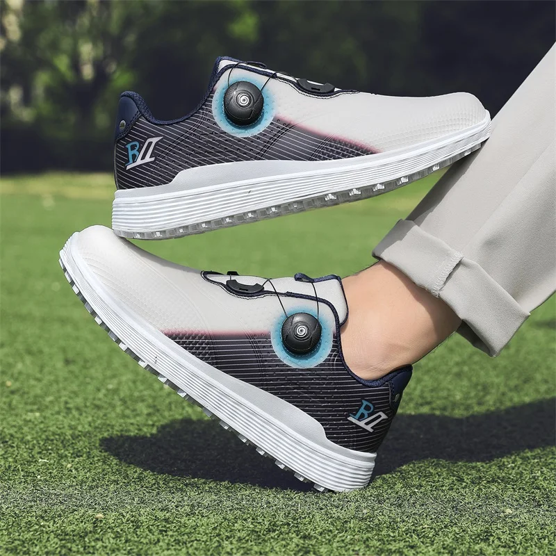 

Golf shoes men style four season new anti slip motion shoes fashion breathable rotating button up casual comfortable sports shoe