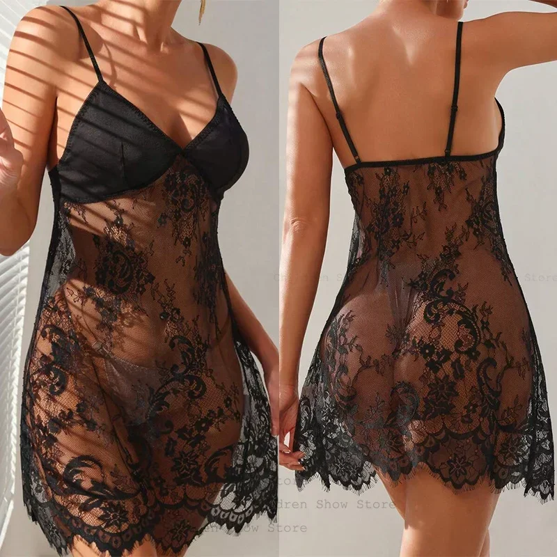 

Сексуальное черное перспективное нижнее белье, женская ночная рубашка, короткая ночная рубашка на подтяжках, новинка лета 2021, одежда для сна, домашняя одежда, домашняя одежда