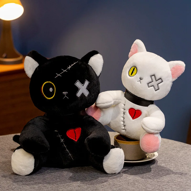 25cm Mood Cat Plush Toy Tuffed Dark Series Gothic Lolita Stuffed Animal Plush Cat Plushie Birthday Gift Toys for Kids Room Decor