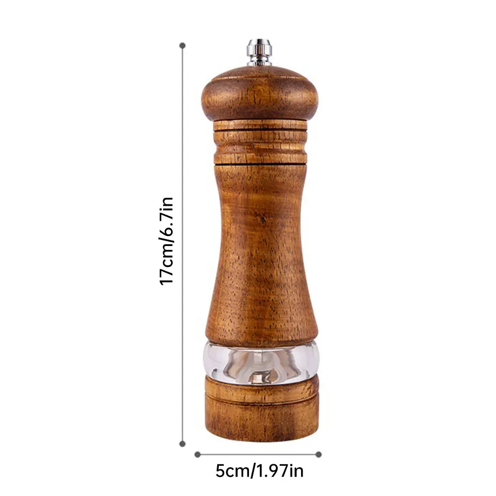 6 Inches Salt and Pepper Grinder Sets Pepper Mill Manual Freshly Ground Seasoning Bottle Ceramic Core Solid Wood Pepper Grinder