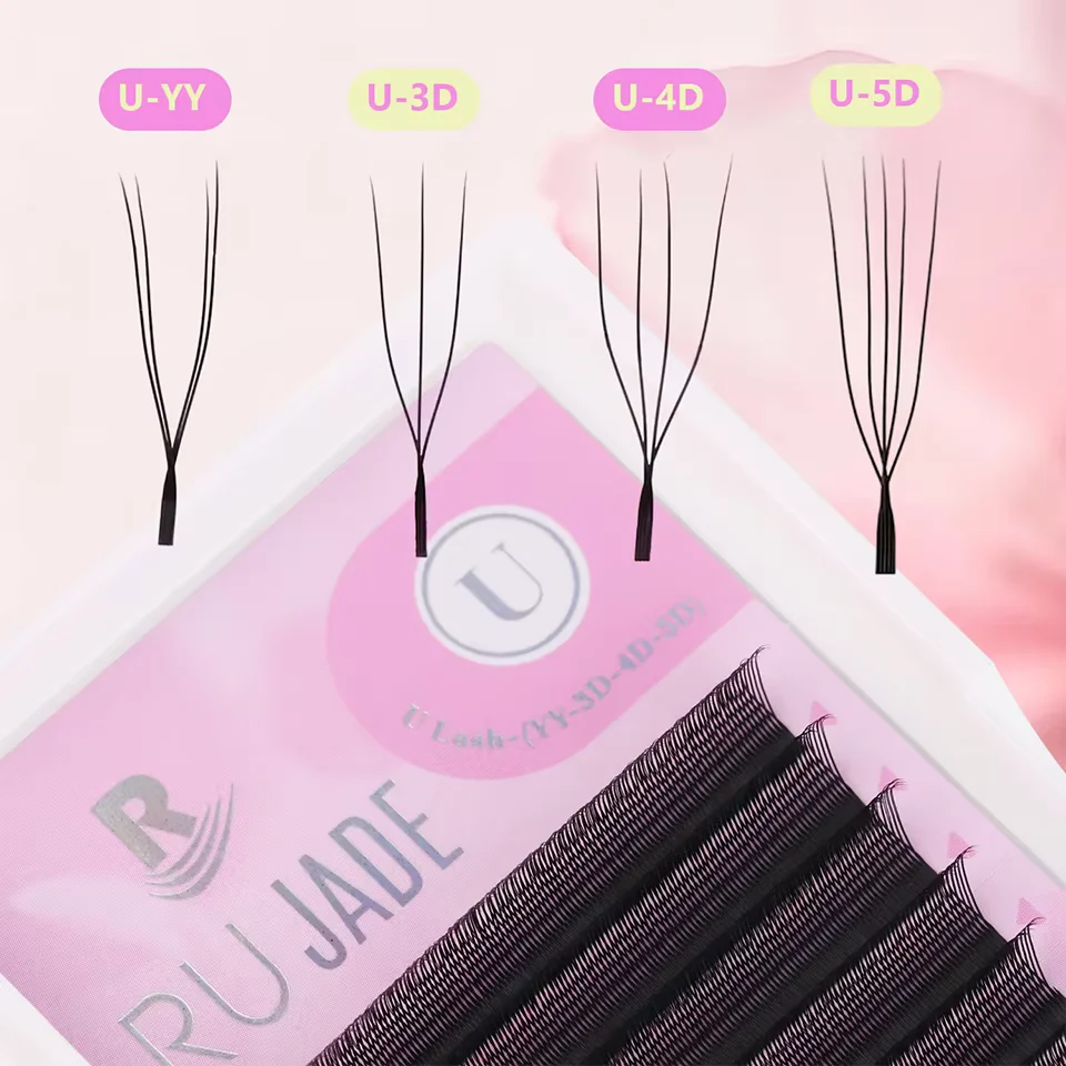 U-shaped 2D 3D 4D 5D Eyelash Extension Handmade Soft New Style U Shape W Bloom Lightweight Premade Volume Fans False Eyelash