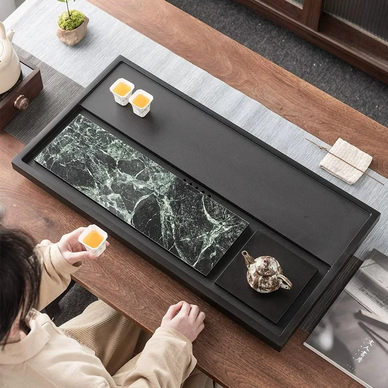 

Tableware Luxury Tea Tray Stone Office Valet Rectangle Long Living Room Chinese Tea Tray Hospitality Bandejas Home Decorationgs