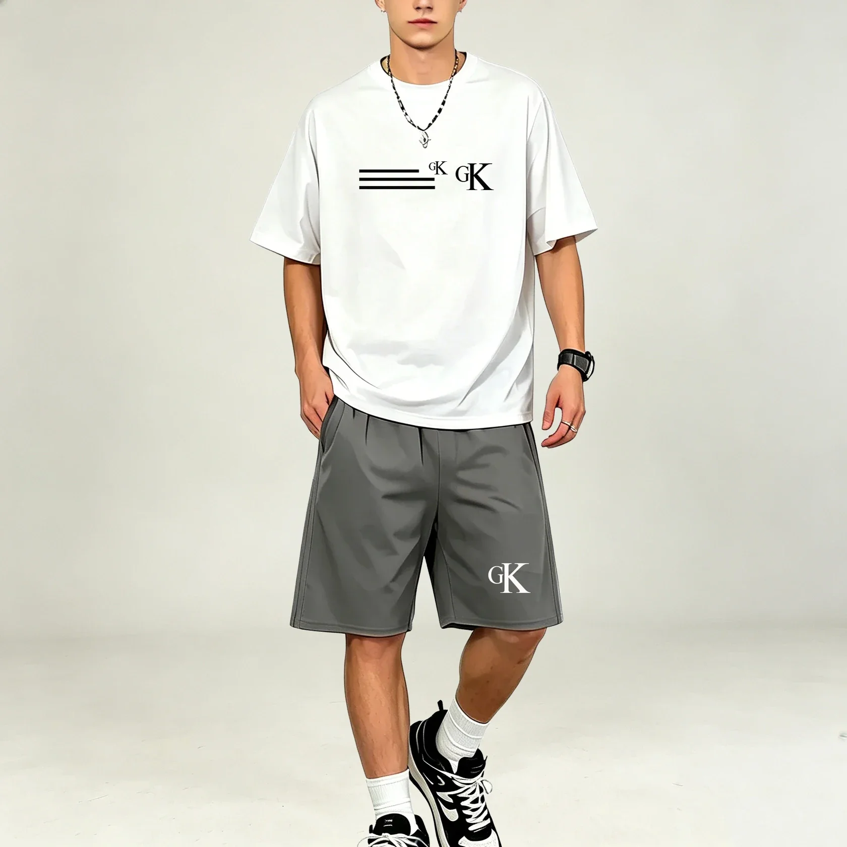 Summer Men TShirts Sets Quick Dry Breathable Light Sportswear Short Sleeve Top Pocket Elastic Shorts Outdoor Cycling Leisure Set view 5