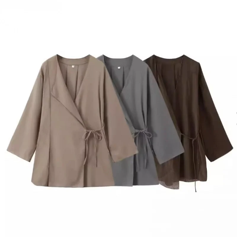 

2025Европейская и американская женская мода, повседневная универсальная джинсовая лоскутная толстовка + брючный костюм