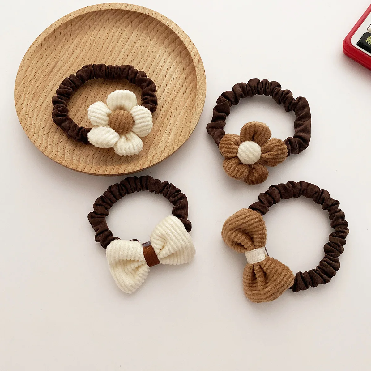 

1pc Korean Coffee Color Bow Elastic Hair Bands Children Hair Rope Ring Ties Headwear Girls Kids Hair Accessories