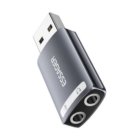 Essager External USB Sound Card To 3.5mm Mic Headphone Jack Stereo…