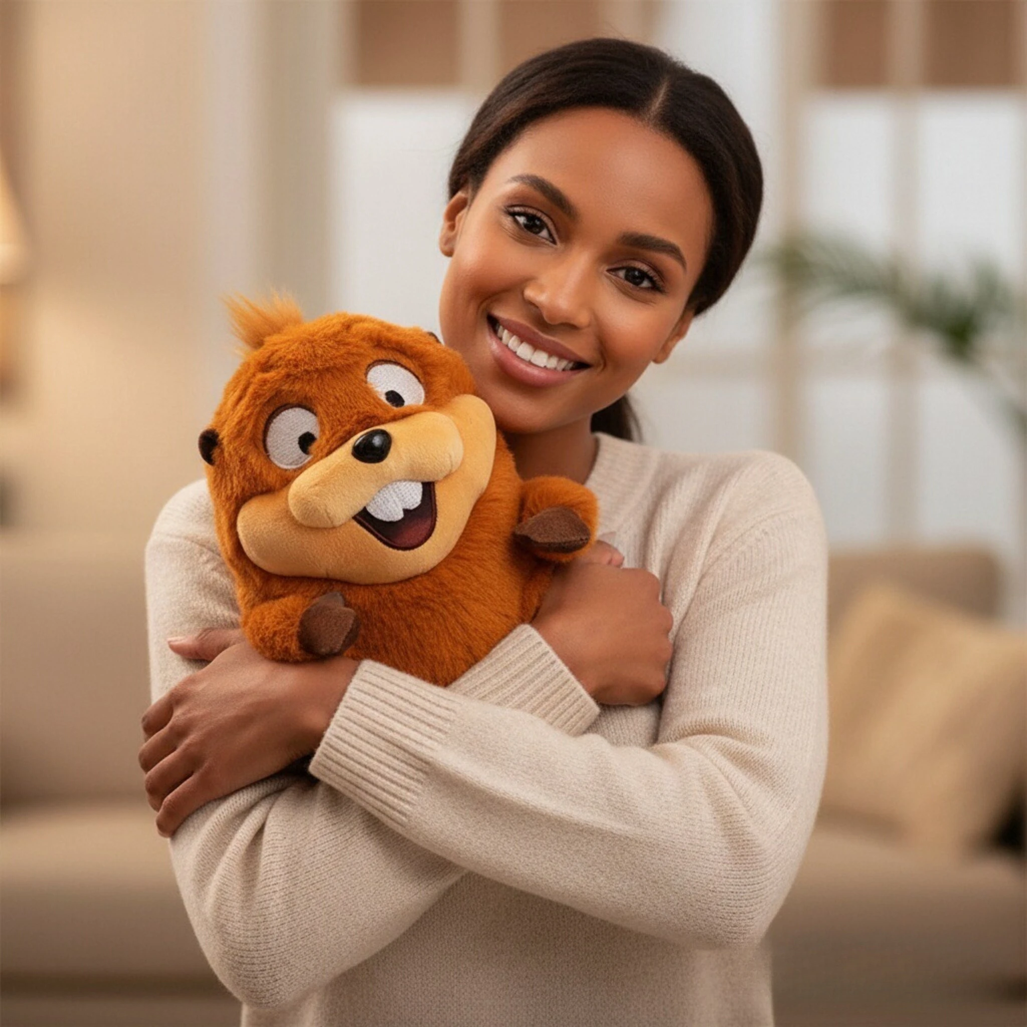 Hoppers King George Mabel Loaf Beaver Peluche de castor, juguete de animal suave y esponjoso, muñeco de castor lindo, juguete de peluche coleccionable