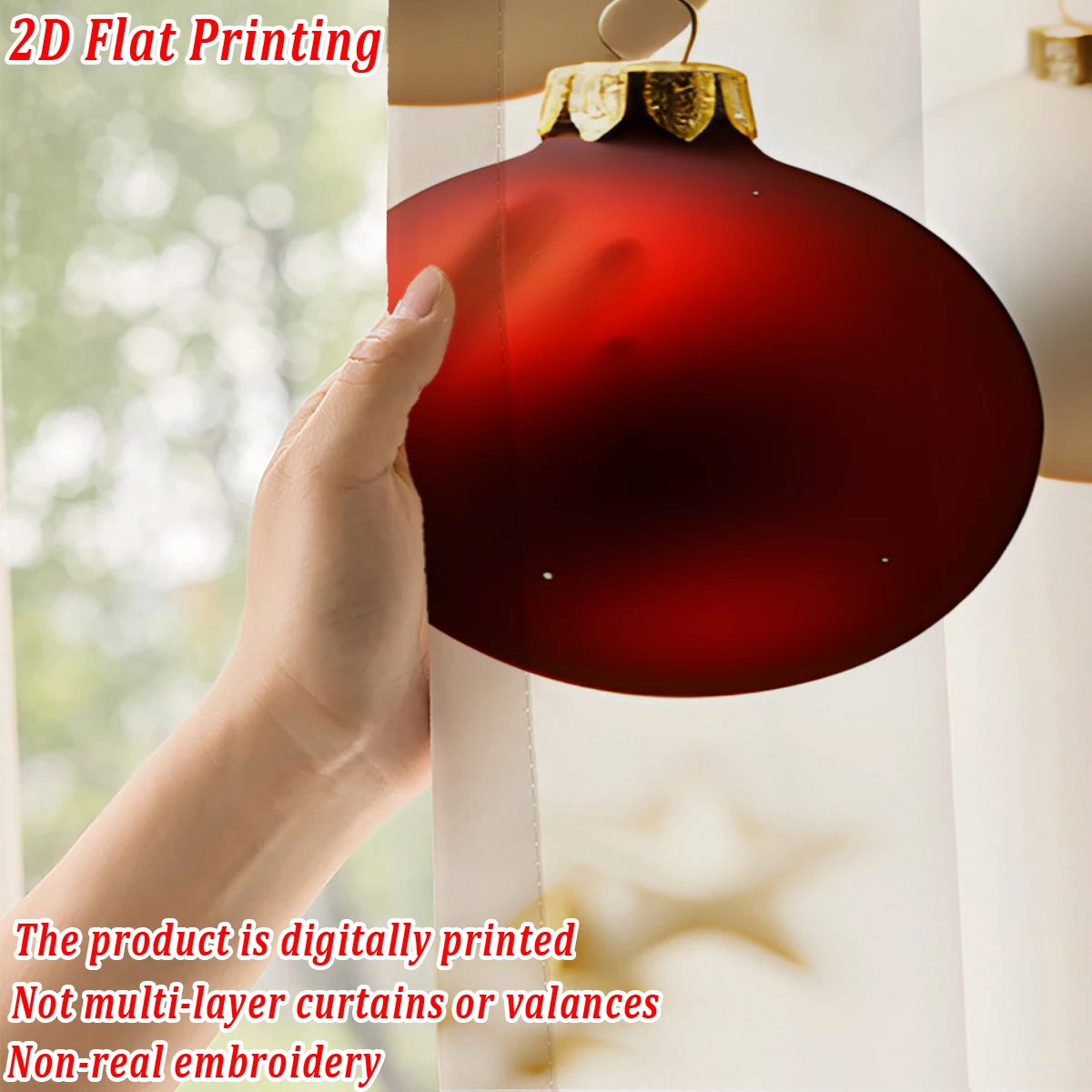 ستارة شفافة مطبوعة مسطحة لعيد الميلاد مع زخارف حلوى عيد الميلاد الفاخرة، لغرفة المعيشة وغرفة النوم والنوافذ وديكور أجواء الحفلات