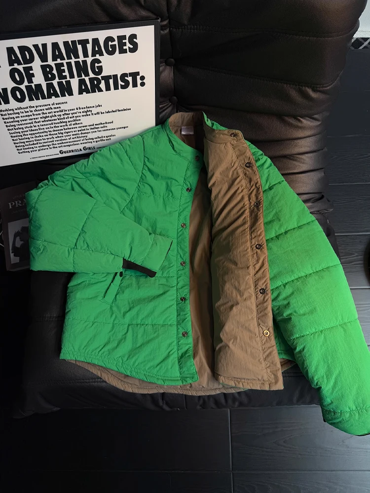 معطف شتوي خفيف الوزن على الوجهين من القطن Jaet للرجال بياقة واقفة معطف قطني فاخر خفيف الوزن للأزواج