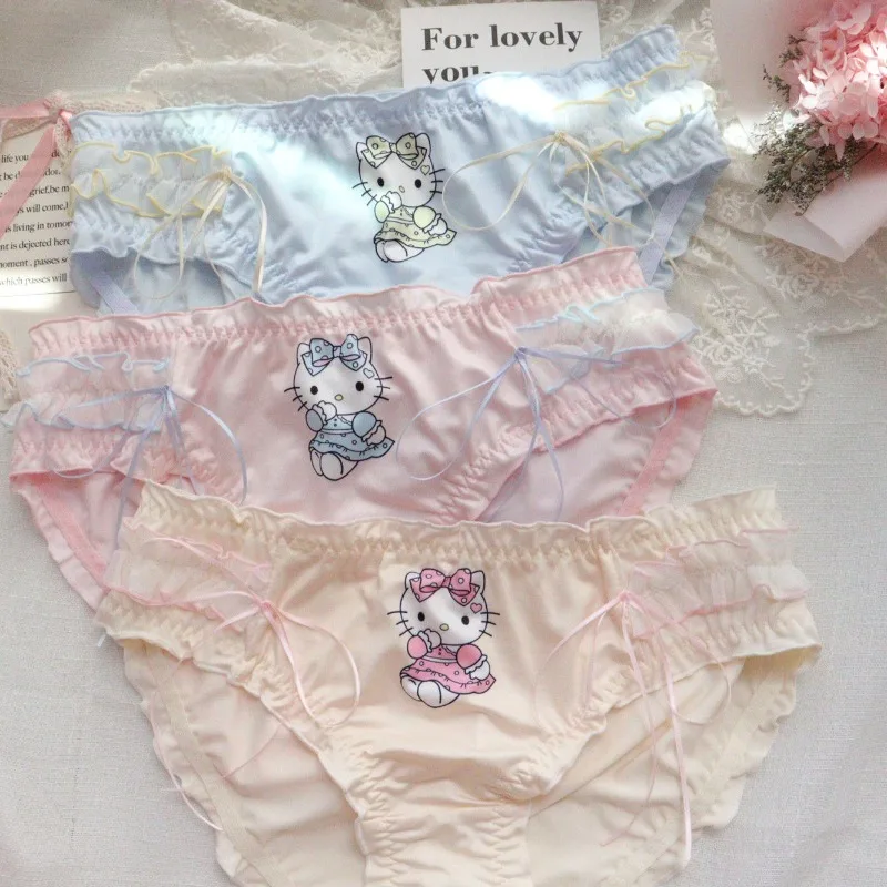 New Sanrio innovative anime cartoon sweet and cute girl low-waist underwear hellokitty pink high-looking student briefs gift