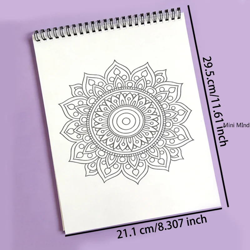 A Zen Mandala Meditation Decompression Coloring Copy Picture Book, Adult Stress Relief Healing Exercise Book, 32 Mandala Themes