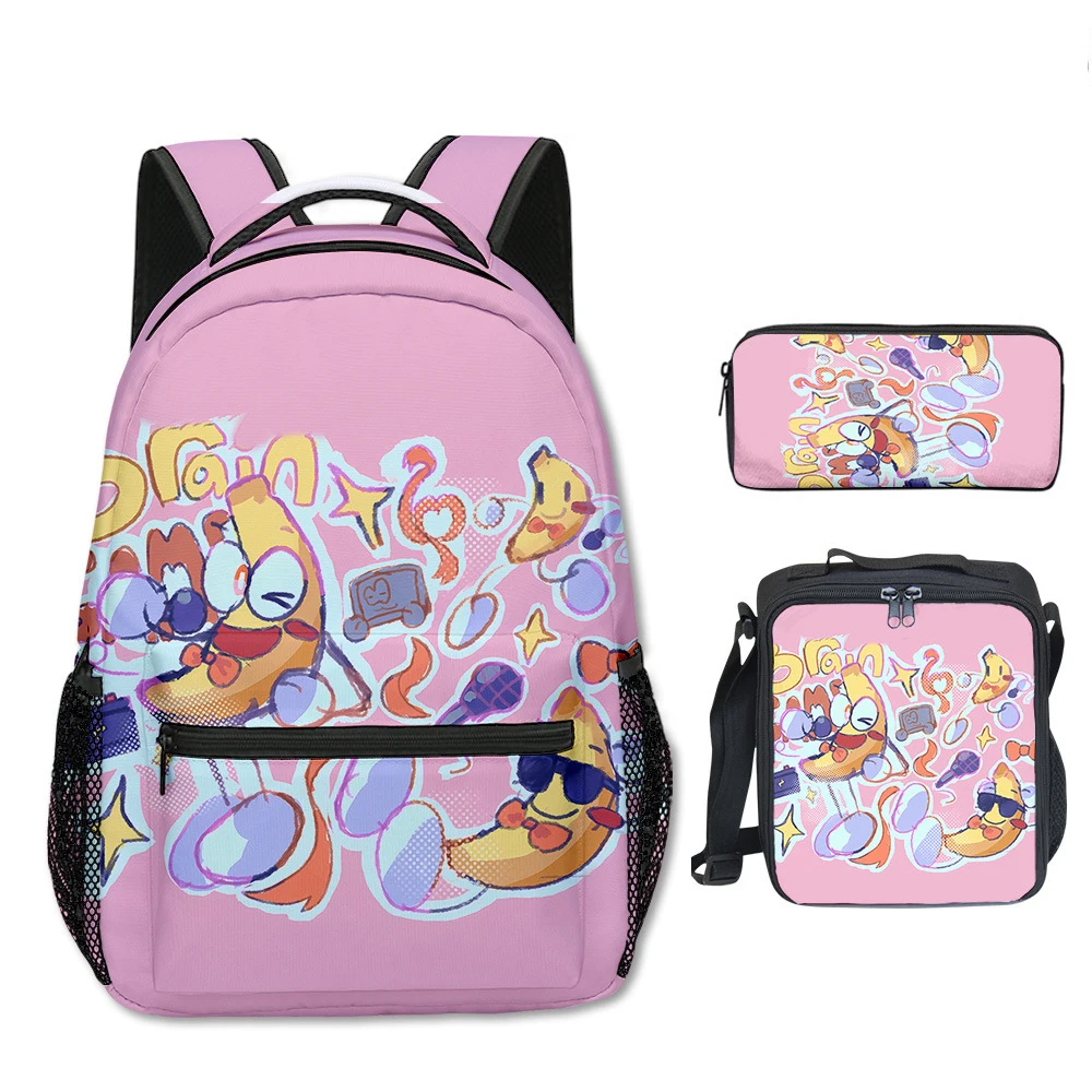 Classic Popular shovelware Brain Game 3D Printed 3pcs/Set School Bags Travel Notebook Backpack Crossbody Lunch bag Pencil Case