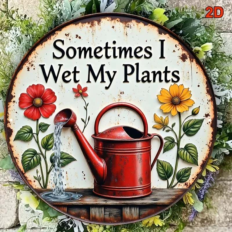 CIFBUY Rustic Vintage Aluminum Wall Art Waterproof Durable Funny Plant Lover Sign Watering Can Floral Decor for Home Patio Kitch