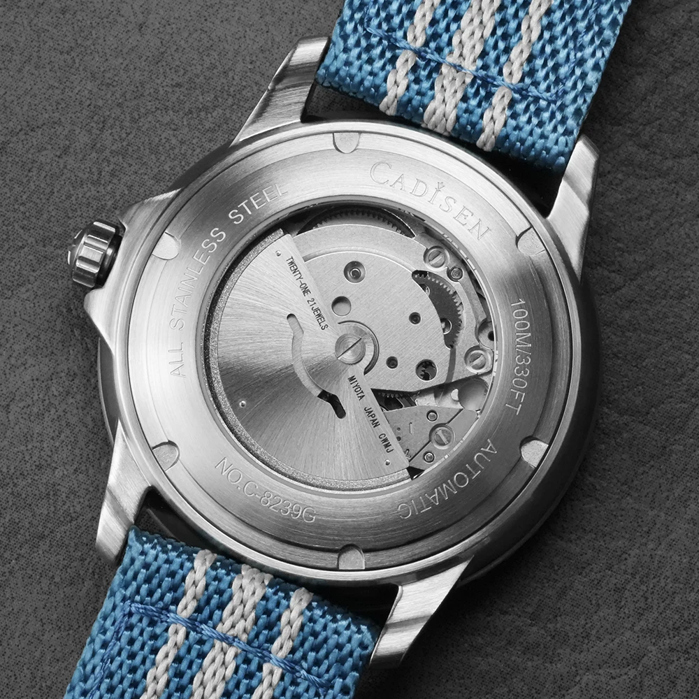 CADISEN Deep Explorer MIYOTA 8215 Automatic Mechanical Watch Man Canvas Strap Wristwatch Luxury Luminous Waterproof Watches