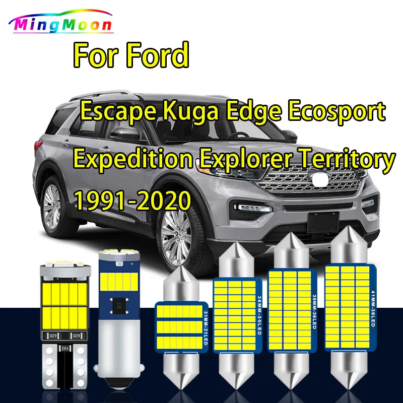 LED Interior Map Dome Light Car Bulbs Kit For Ford Escape Kuga Edge Ecosport Expedition Explorer Territory Sun Visor Lamp