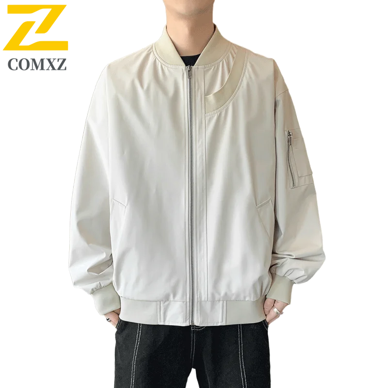 سترة COMXZ الفاخرة للرجال مريحة لركوب الخيل في الهواء الطلق، معطف مقاوم للبرد، ياقة بيسبول، ملابس شتوية خفيفة الوزن على الموضة الأمريكية