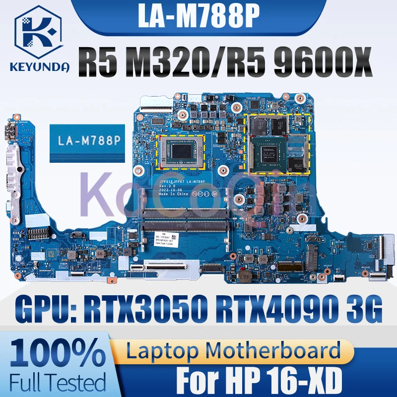 For HP 16-XD Notebook Mainboard LA-M788P R5 M320R5 9600X RTX3050 RTX4090 3G N81924-601 N48773-601 Laptop Motherboard Test