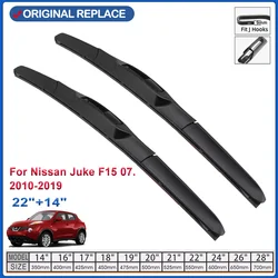 For Nissan Juke F15 07.2010-2019 Front Rear Wiper Blades Brushes Cutter J Hook 2010 2011 2012 2013 2014 2015 2019