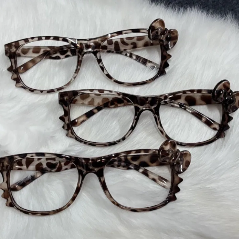 Kawaii Cat Eyeglass Frame, Anime Retro Óculos, Leopardo Print Eyeglass Frame, Bonito Foto Props, Óculos Decorativos, Presente, Y2K