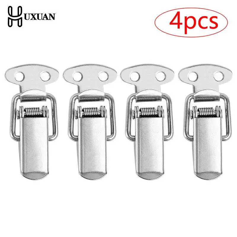 4pcs/lot Stainless Steel Cabinet Boxes Spring Loaded Latch Catch Toggle Clamp Hasp Mini Lock For Chest Box Gift Suitcase Case