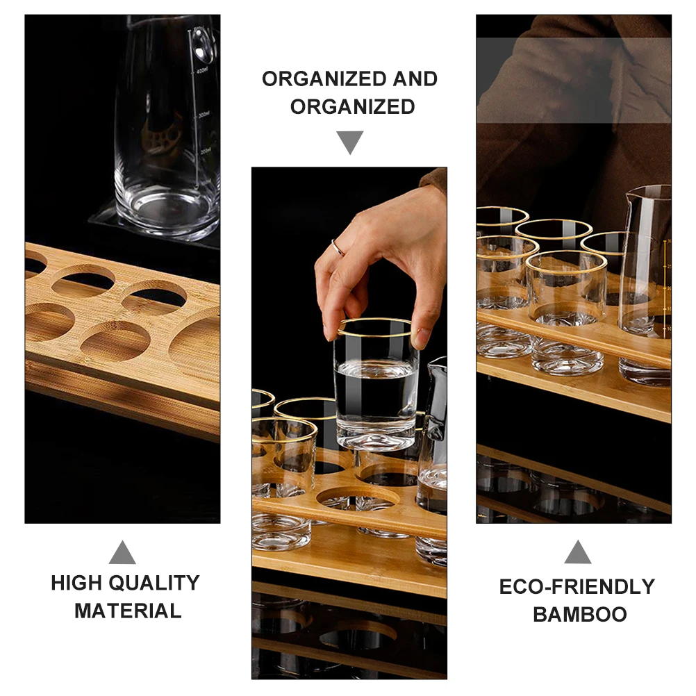 

1Pcs Bamboo Cup Holder Shot Glass Organizer Multi Holes Whiskey Glass Storage Rack Cup Display Rack for Home Kitchen Bar