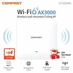 Comfast CF-E393AX 3000Mbps Gigabit WiFi 6 Wireless Ceiling AP Dual Band 2.4G+5Ghz 802.11AX Wifi 6 Access Point Router Booster AP