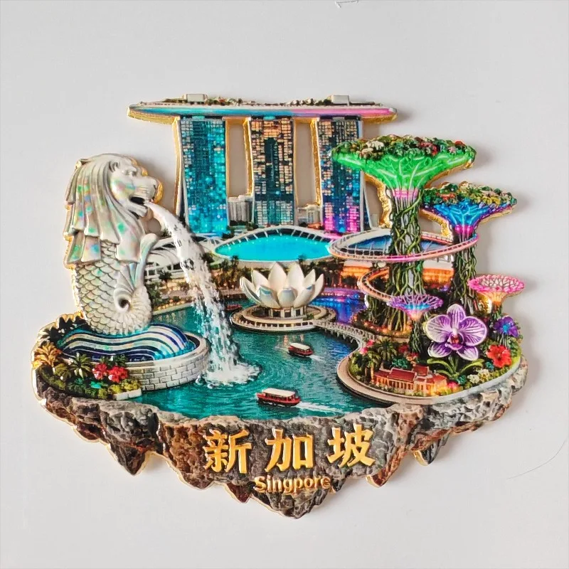 Singapore Fridge Magnets Metal Material Merlion Marina Bay Sands Fridge Stickers Birthday Gifts Home Decoration