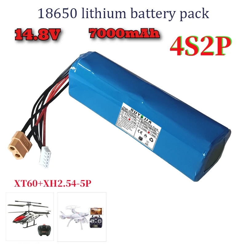 

18650 Li-ion Battery 14.8V 7Ah 4S2P Drone Rechargeable XH2.54-5P XT60 for Various Remote Control Aircraft Drone Quadcopter