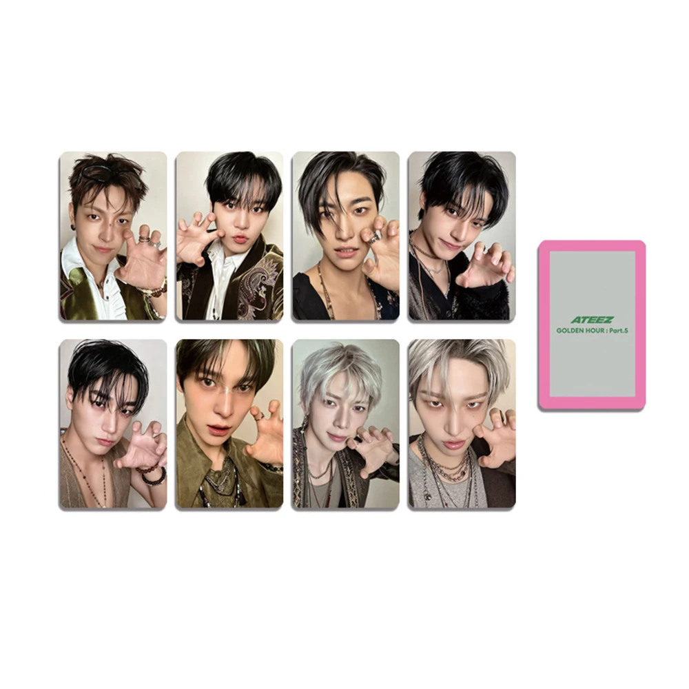 Hot Idols ATEEZ Double Sides Printing Glossy Lomo Cards List San Mingi Yeosang Yunho Golden Hour Part.5 Album Selfie Photocards