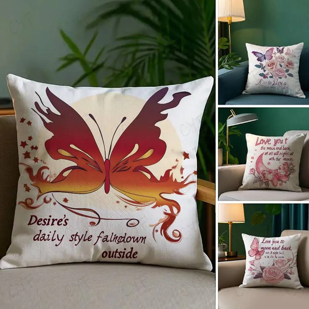 

Flowers and butterflies Pillow Case Custom Printed Brushed Fleece Pillow, Baby Skin-Touch, Eco-Friendly Dye-Sublimation Cushion