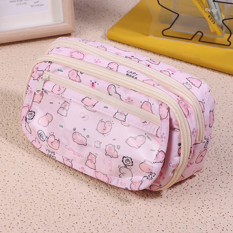 Kawaii Pencil Case Anime Doll Sweet Pink Large Cartridge School Supplies Pouch Gift