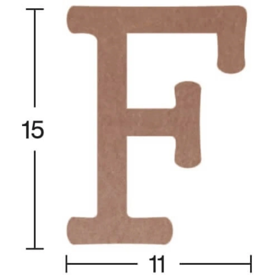 H07 F Letter Trinket, 18mm Mdf Unpainted Figurative Wood Object