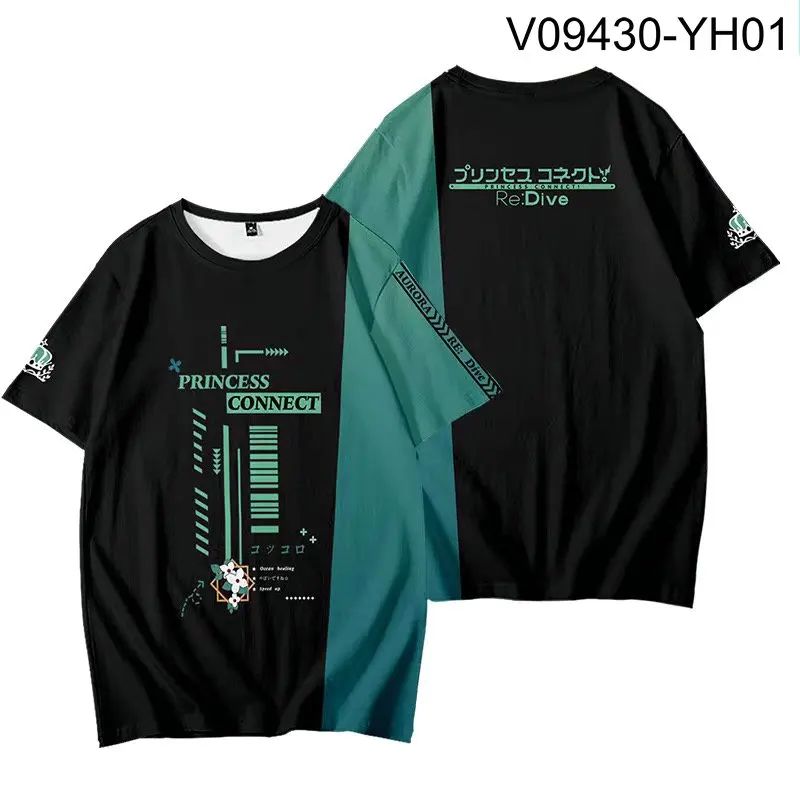 Princess Connect! Re:Dive 3D Printing T-shirt Summer Fashion Round Neck Short Sleeve Popular Japanese Anime Streetwear Plus Size