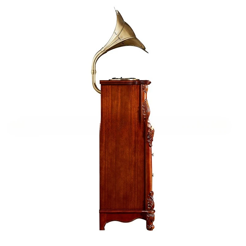 Gramophone retro home vinyl record player style solid wood loudspeaker stereo