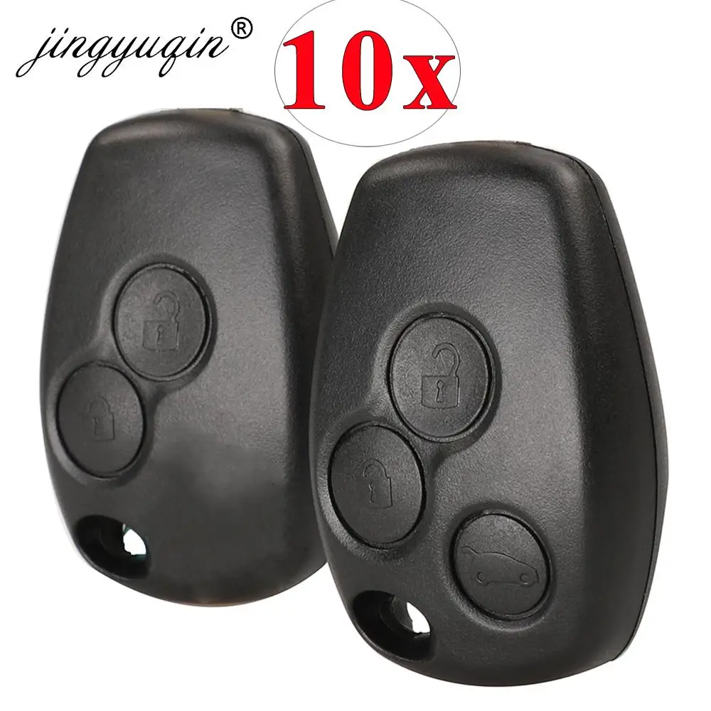 

jingyuqin 10pcs 2/3Button Remote Key Shell Case For Renault Espace Laguna Duster Logan DACIA Sandero Clio Kangoo Nissan No Blade