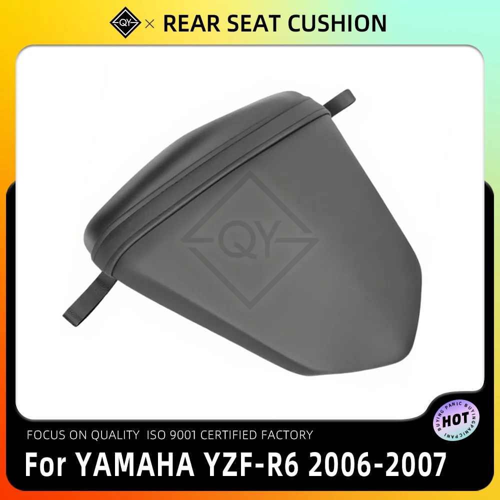 Motorcycle Black Rear Seat Cushion Pressure Relief Comfortable Passenger Pad For Yamaha YZF R6 YZF-R6 YZFR6 2006-2007 06 07