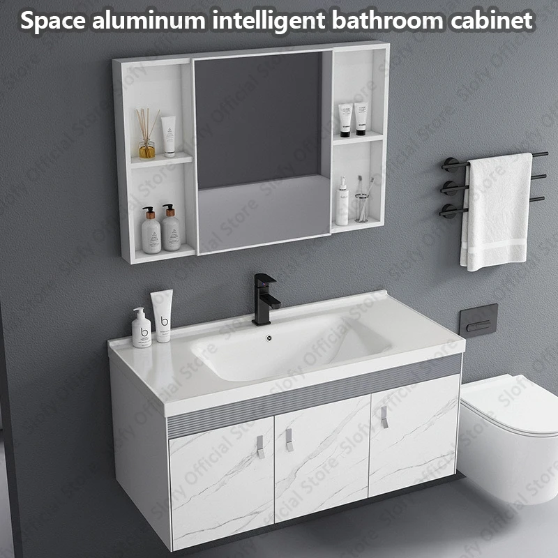 Modern Luxury Bathroom Vanity Large Capacity Washbasin Vanity Cabinet Wall Mount With Sink Integrated Bathroom Storage Furniture