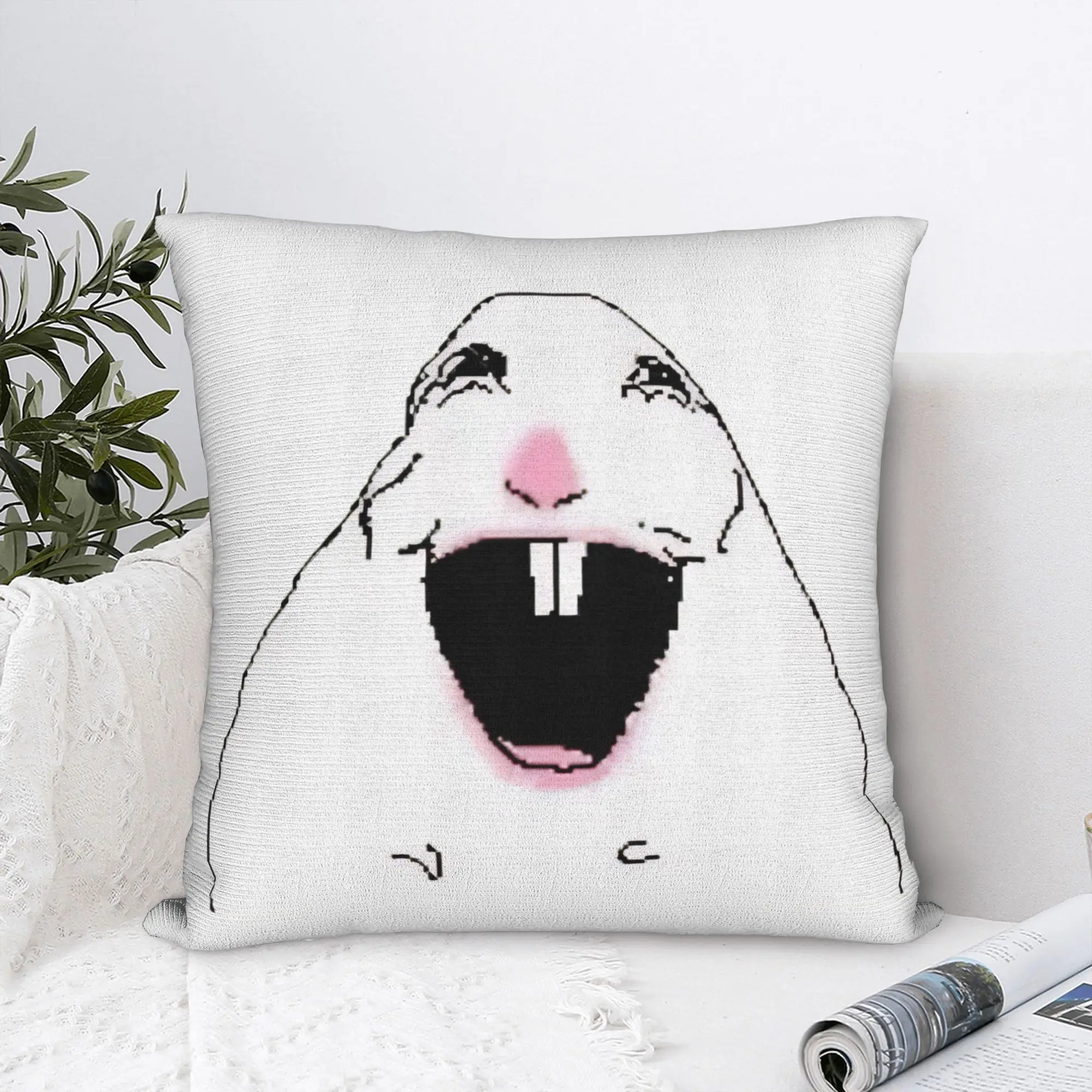 Happy Hamster Meme Square Pillow Case  Cushion Cover Funny Zipper Decorative Pillowcase for Seat 40*40cm