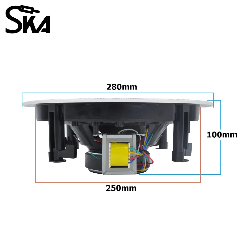 Speaker Plafon Anti Debu 8 inci 40W, Speaker Koaksial Pasif untuk Plafon/Dinding, Pemasangan Rata, Loudspeaker Siaran untuk Audio Dalam Ruangan