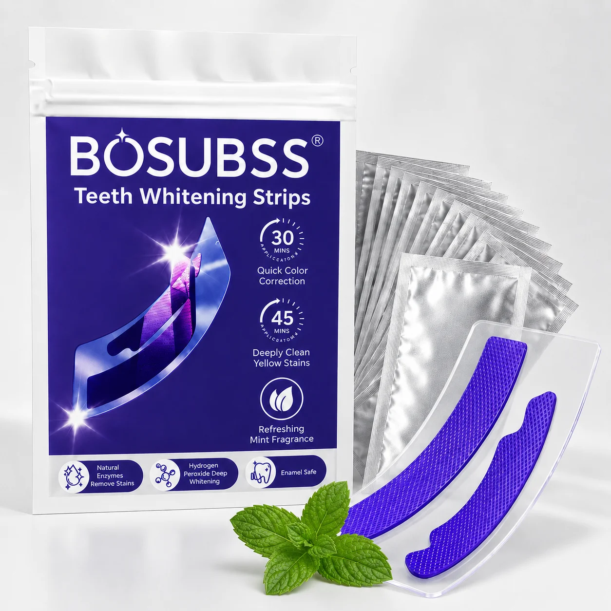 4pcs Purple Teeth Strips, Smile Care Oral Beauty Stickers, Fresh Smile Look, Gentle Fit Easy Home Use