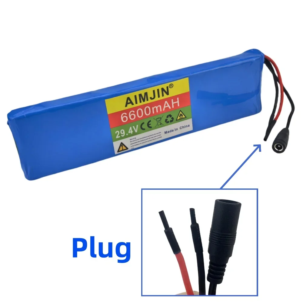7s2p 29.4V 6600mAH rechargeable lithium-ion battery built-in BMS+charger