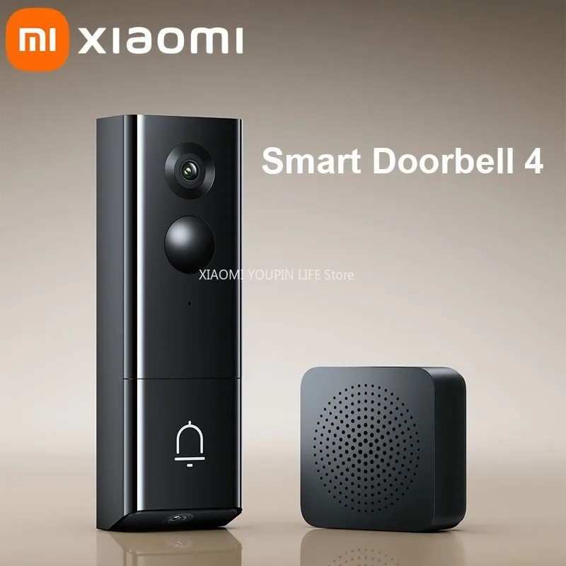 

Умный дверной звонок Xiaomi 4, двойная камера HD, длительный срок службы батареи, распознавание человека, инфракрасный датчик, большое поле зрения, уличный дверной звонок