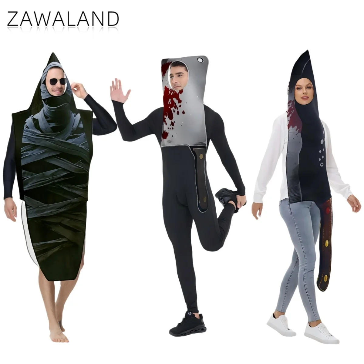 

Bloody Knife Cosplay Costume Halloween Mummy Print Stage Dress Up Prop Adult Festival Party Simulated Outfits Disguise Clothes