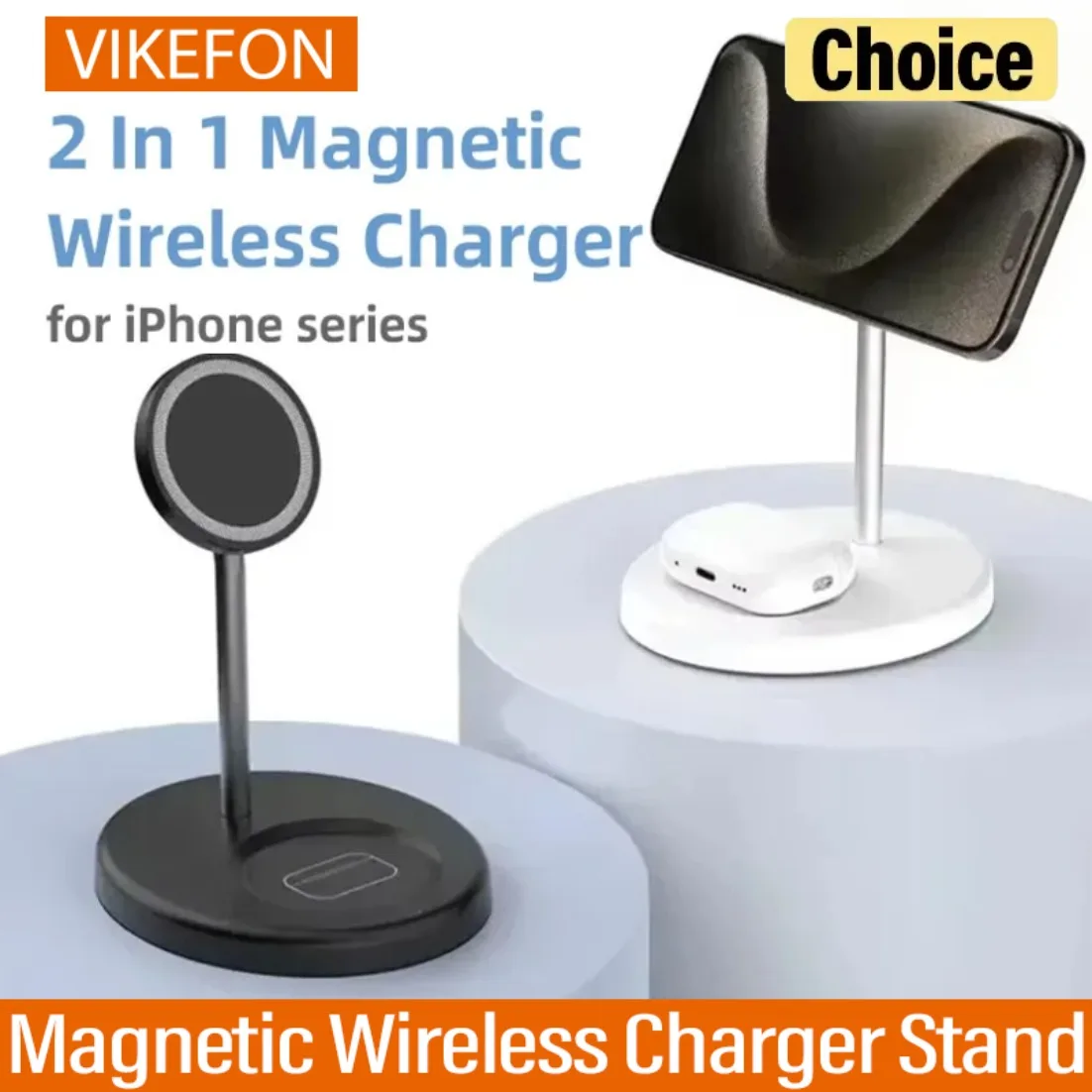 

Магнитная подставка для беспроводного зарядного устройства 30 Вт 2 в 1, док-станция для зарядки телефона для iPhone 16, 15, 14, 13, 12 Pro Max AirPods, быстрые зарядные устройства