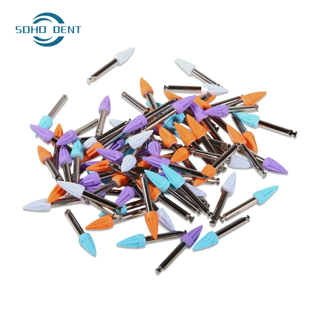 Dental Prophy Brushes Polishing Latch Taper Polisher Disposable Latch Type Mixed Color Plate Used for Stain Removal and Polishing