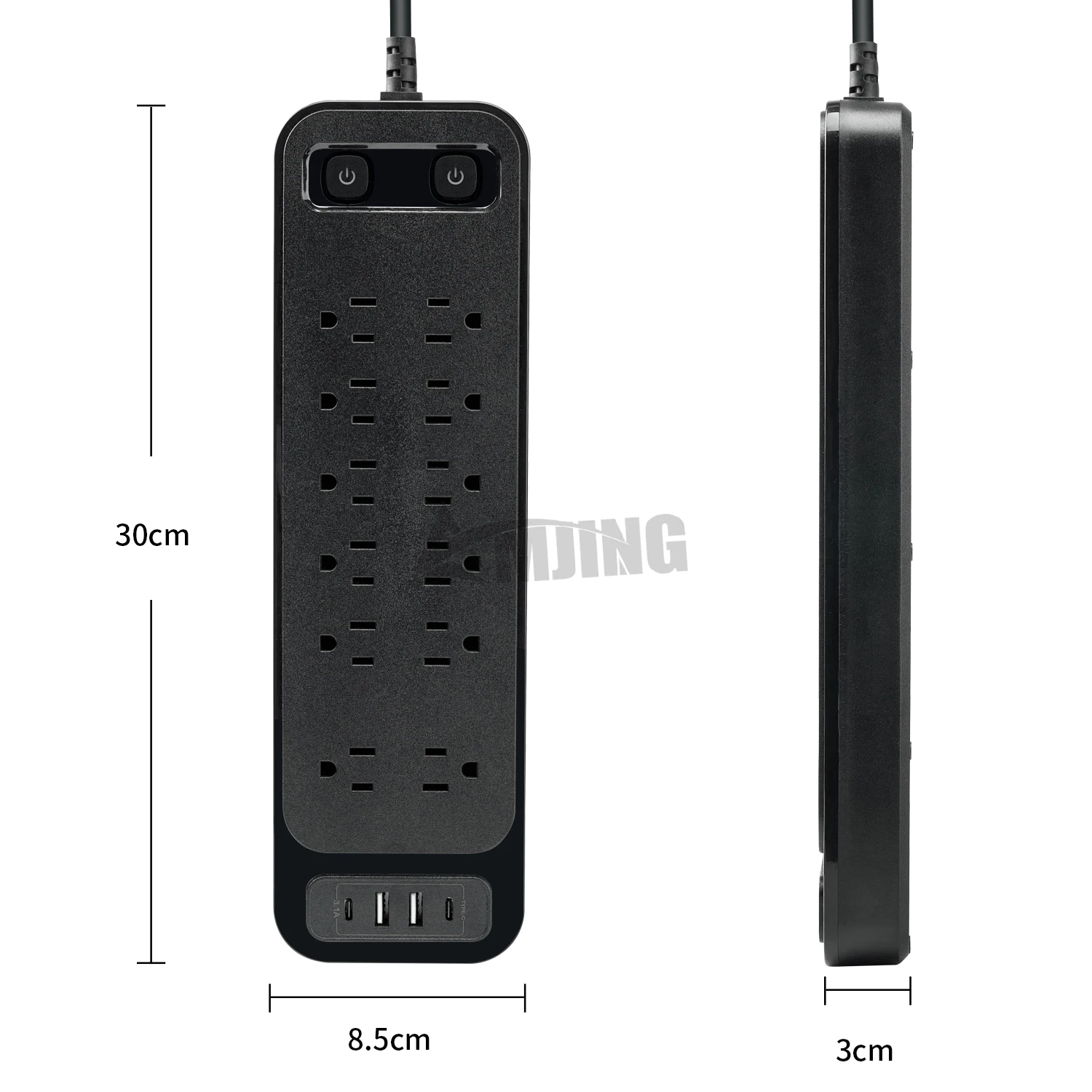 Imagem -05 - Eua Faixa de Energia Padrão com 12 Tomadas ac 2m Cabo de Extensão tipo c Porta Usb Tomada de Carga Elétrica Tomada do Interruptor de Segurança